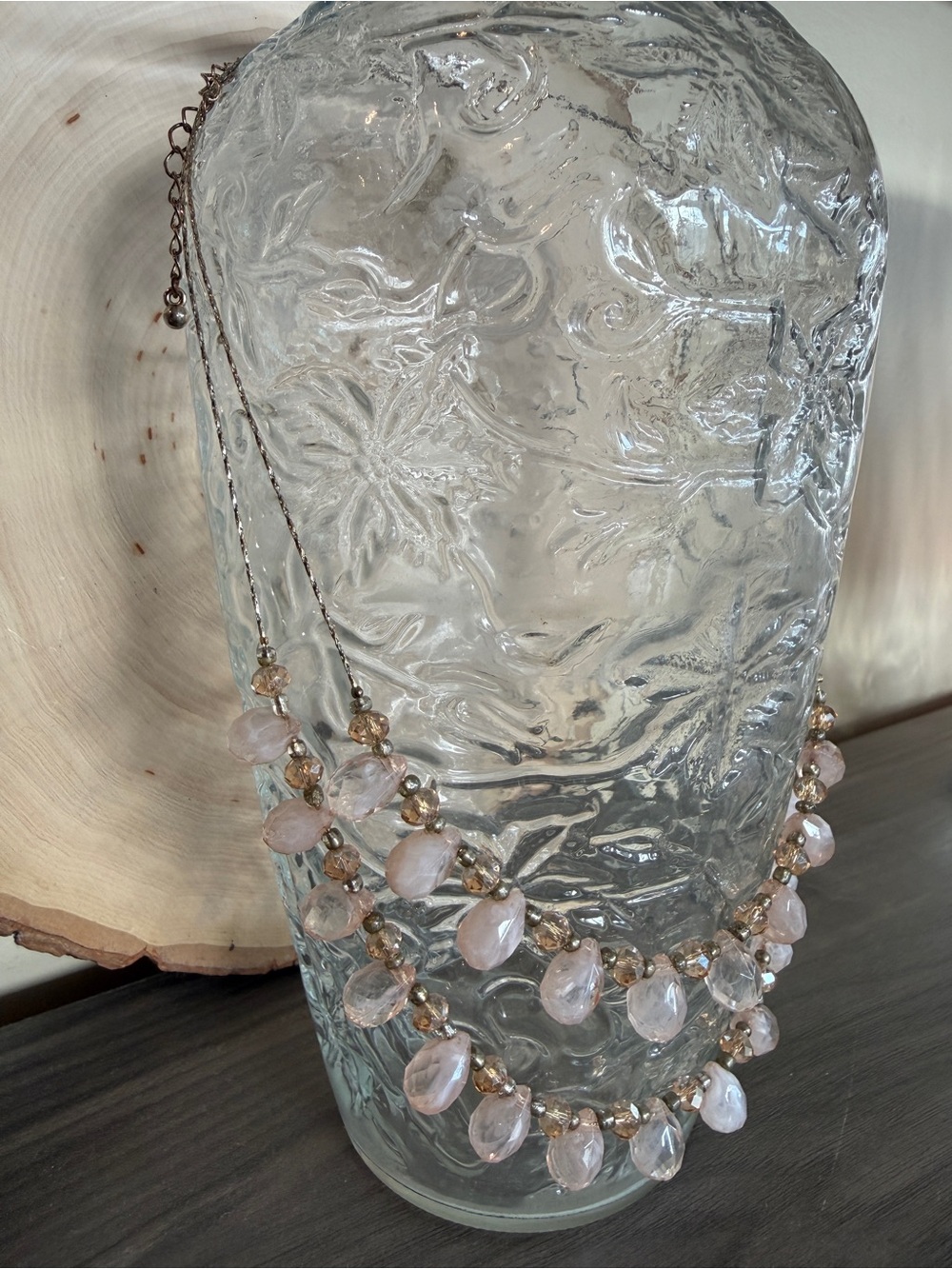 Delicate Pink Bead Layered Necklace